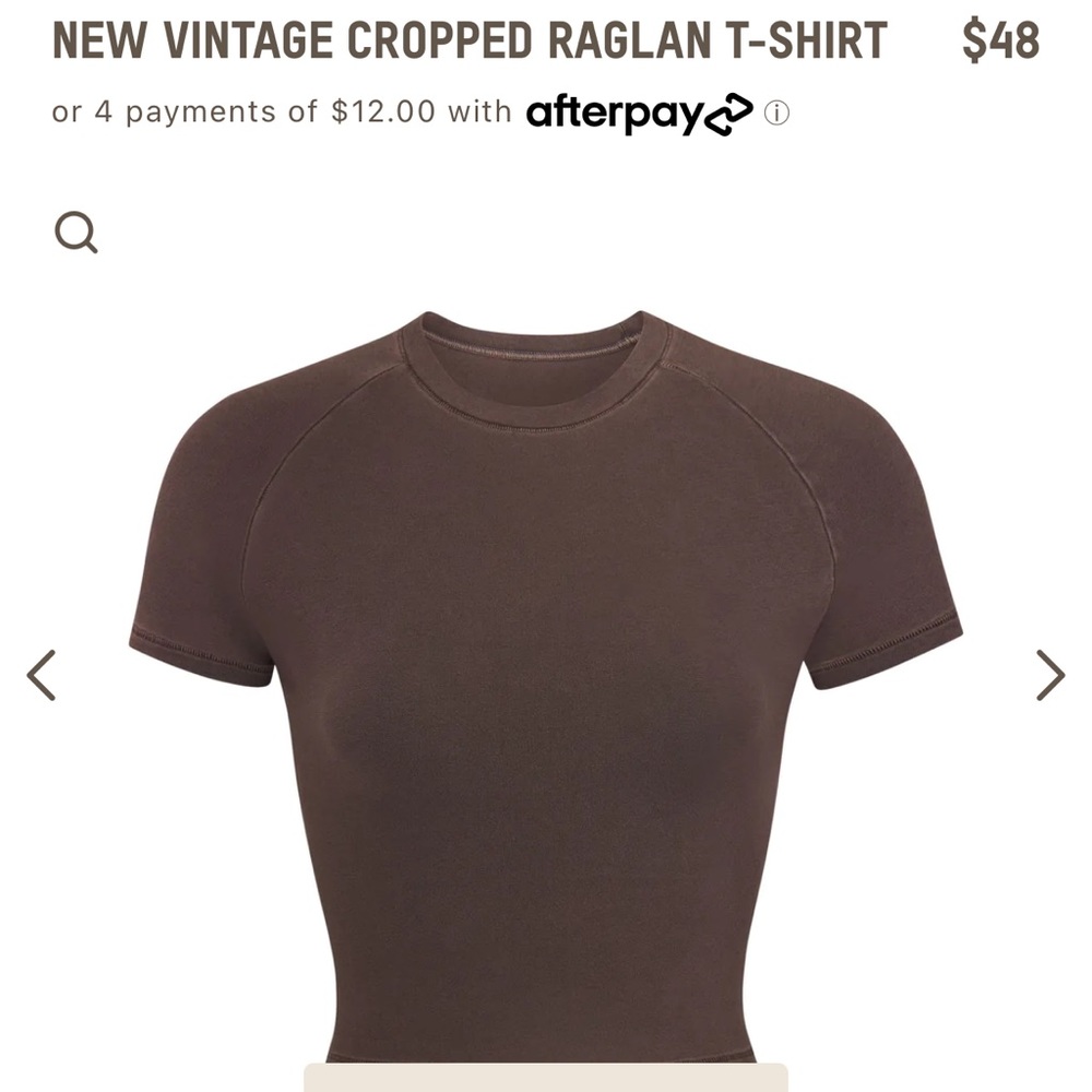 Worn Once Skims New Vintage Cropped Raglan T-Shirt in Cocoa Size Small